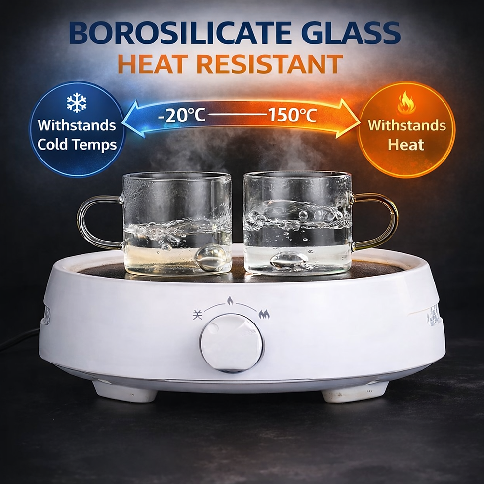 Thumbnail: Glass Cup Set 6 pcs with Wooden Holder