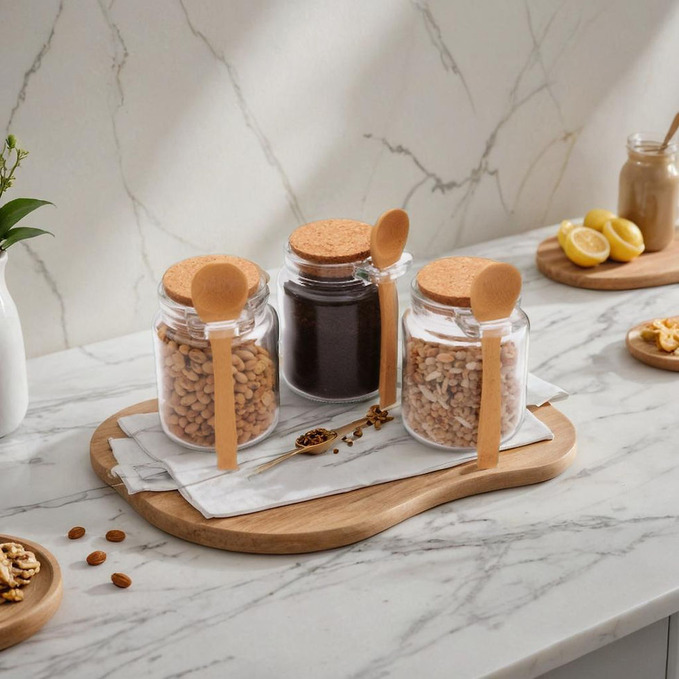 Thumbnail: Glass Jar with Cork Lid & Spoon (set of 3)