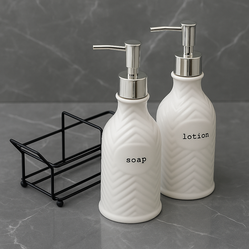 Thumbnail: Ceramic Soap & Lotion Dispenser with Holder