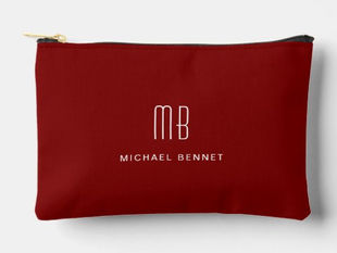 Top 5! Modern Monogram Burgundy Accessory Pouch