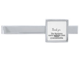 Best Price! Simple thank you add business name details text  t silver finish tie bar