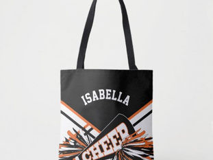 Best Deals! Orange, Black & White Cheerleader Design Tote Bag