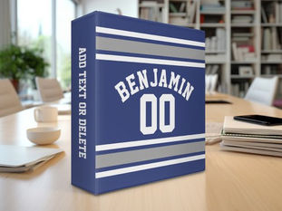 Best Deals! Blue and Silver Sports Jersey Custom Name Number 3 Ring Binder