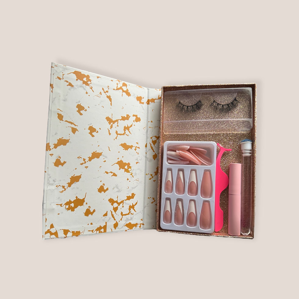 Thumbnail: pink and white french tip set with eye lashes. 
