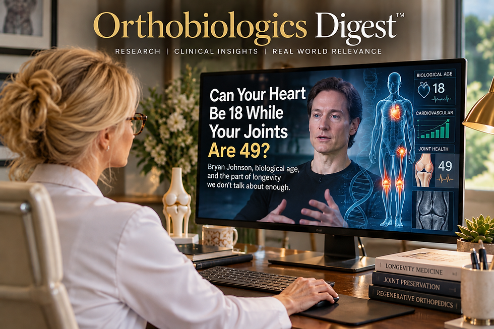 ORTHOBIOLOGICS DIGEST No. 6 October 12 2026 Longevity, Artificial Intelligence, PRP, and the Biology of Aging Joints