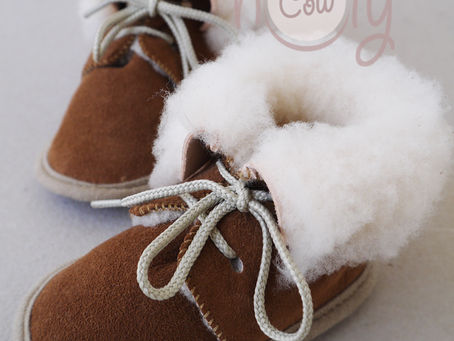 Cozy Handmade Brown Sheepskin Baby Boots