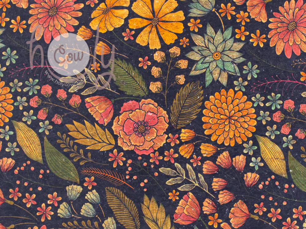Cork Fabric With Floral Design Patern