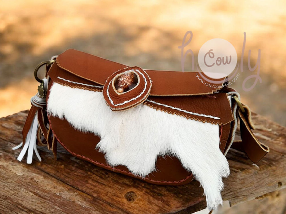Shoulder Bag With Hairy Cowhide