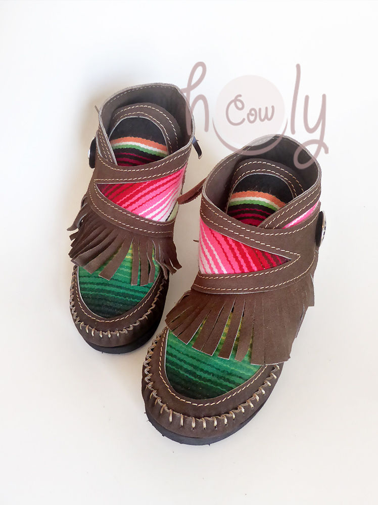 Unique Brown Leather Serape Moccasins