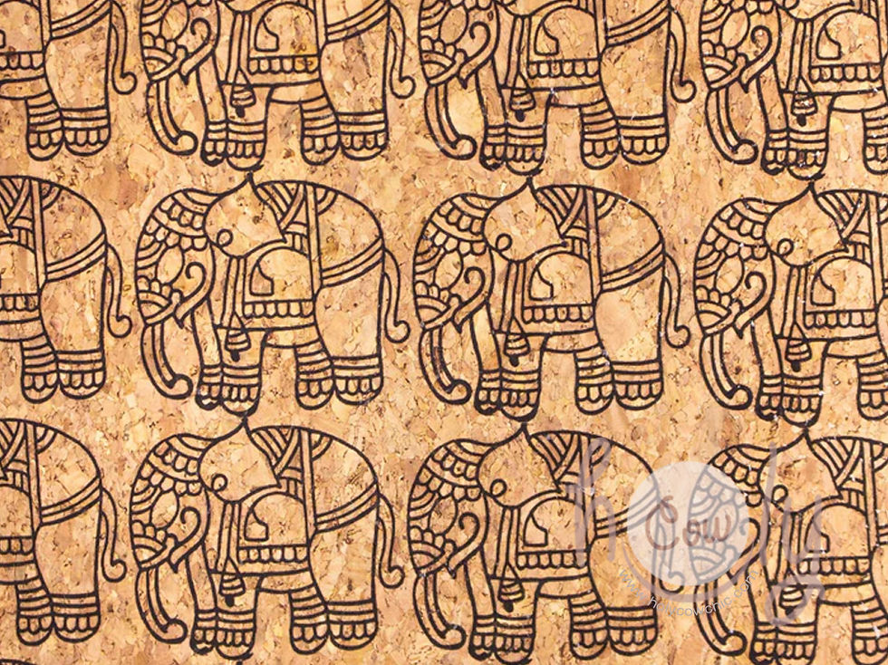 Thumbnail: Cork Fabric With Elephant Print