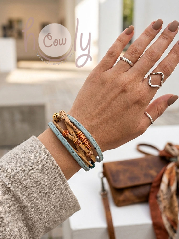 Adjustable Vegan Cork Boho Bracelet