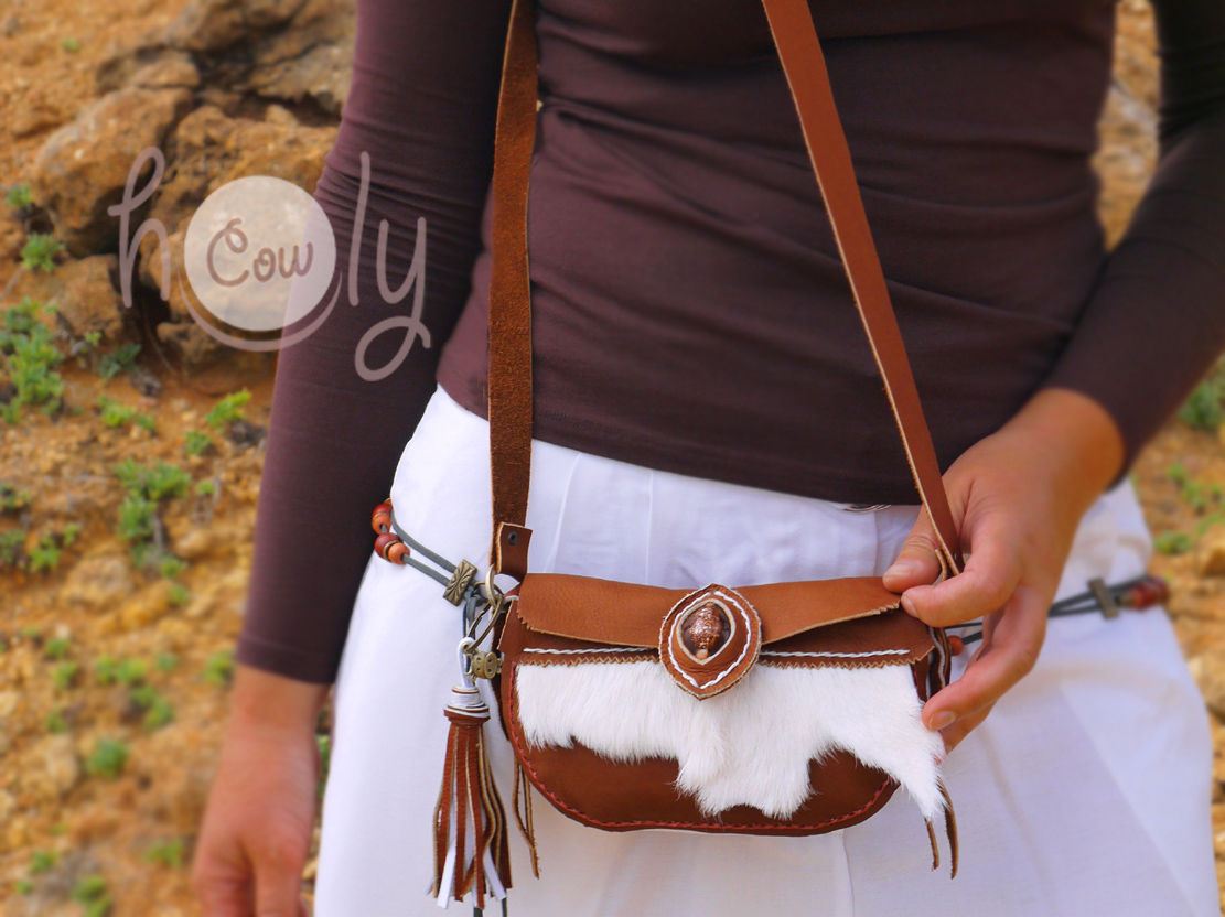 Shoulder Bag With Hairy Cowhide