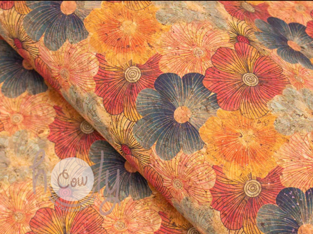 Cork Fabric With Floral Design