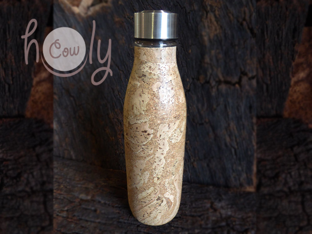 Glass Water Bottle Covered in Cork