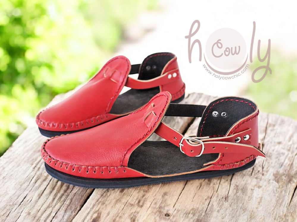 Handmade Red Leather Sandals