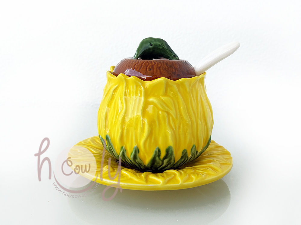 Yellow Sunflower Bowl on Plate