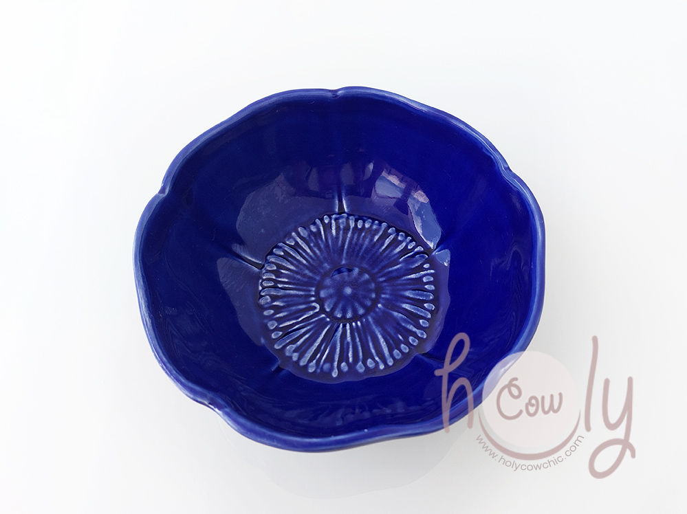 Handmade Ceramic Blue Flower Bowl