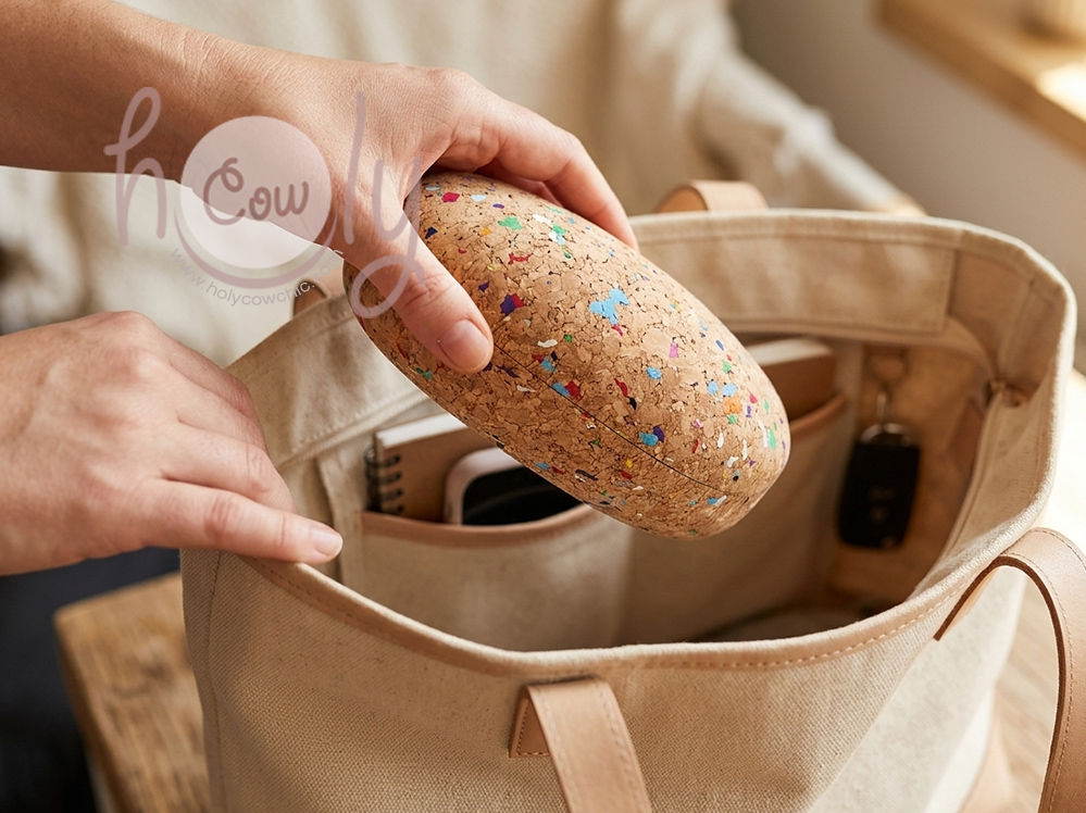 Hard Natural Cork Glasses Case