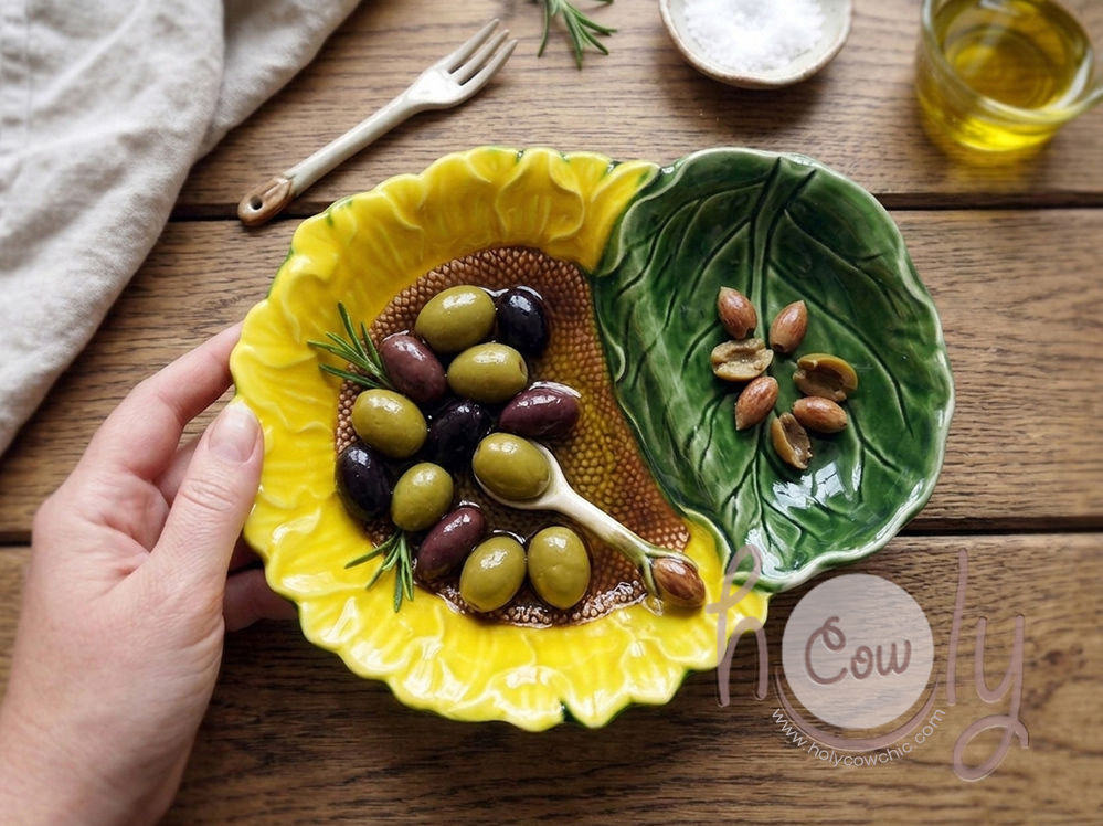 Handmade Ceramic Sunflower Olive Dish