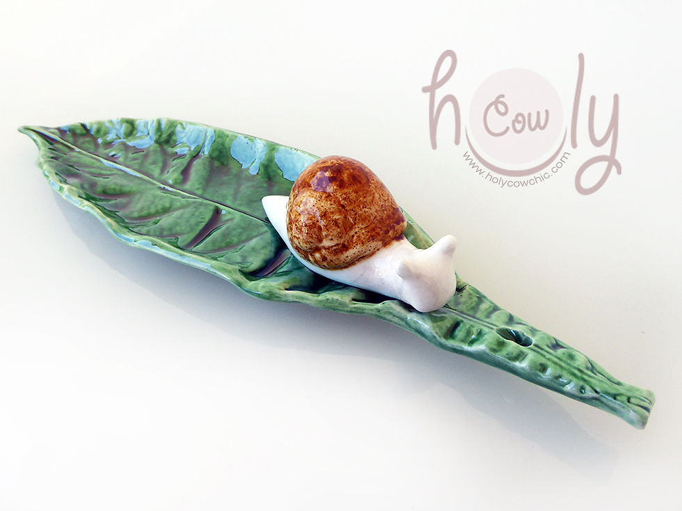 Thumbnail: Ceramic Leaf And Snail Incense Holder