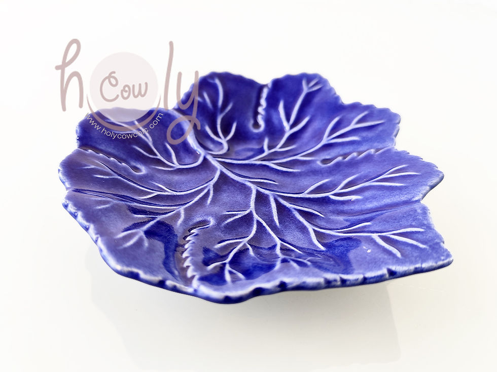 Thumbnail: Handmade Small Ceramic Blue Leaf Dish