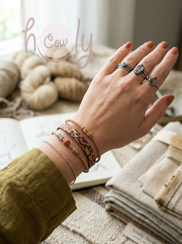 Adjustable Vegan Cork Boho Bracelet