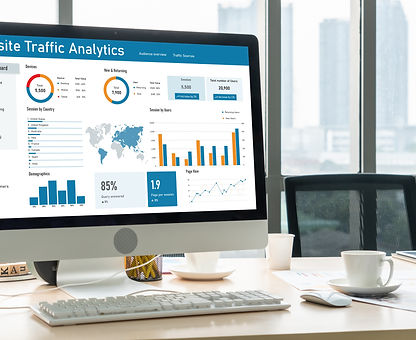 A desktop computer showing website traaffic analytics.