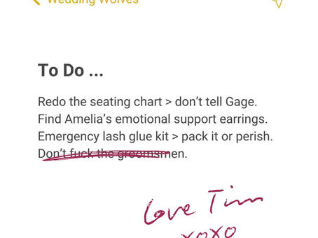 The Wedding Wolves To Do List in their Notes App.