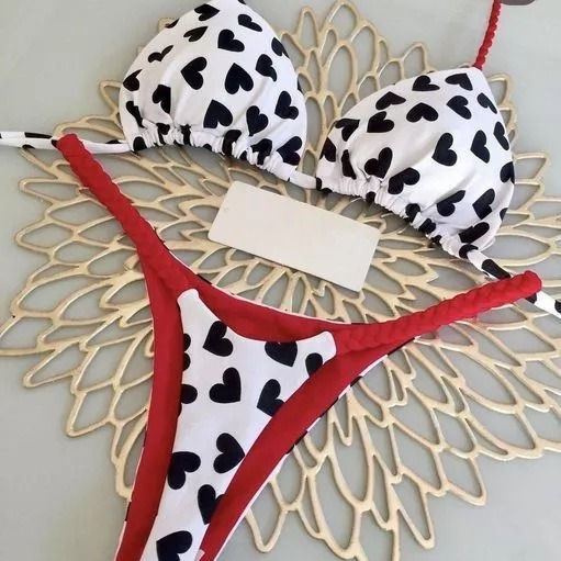 Miniatura: Novo Biquíni feminino colorido dividido estampado roupa de banho moda g-string 