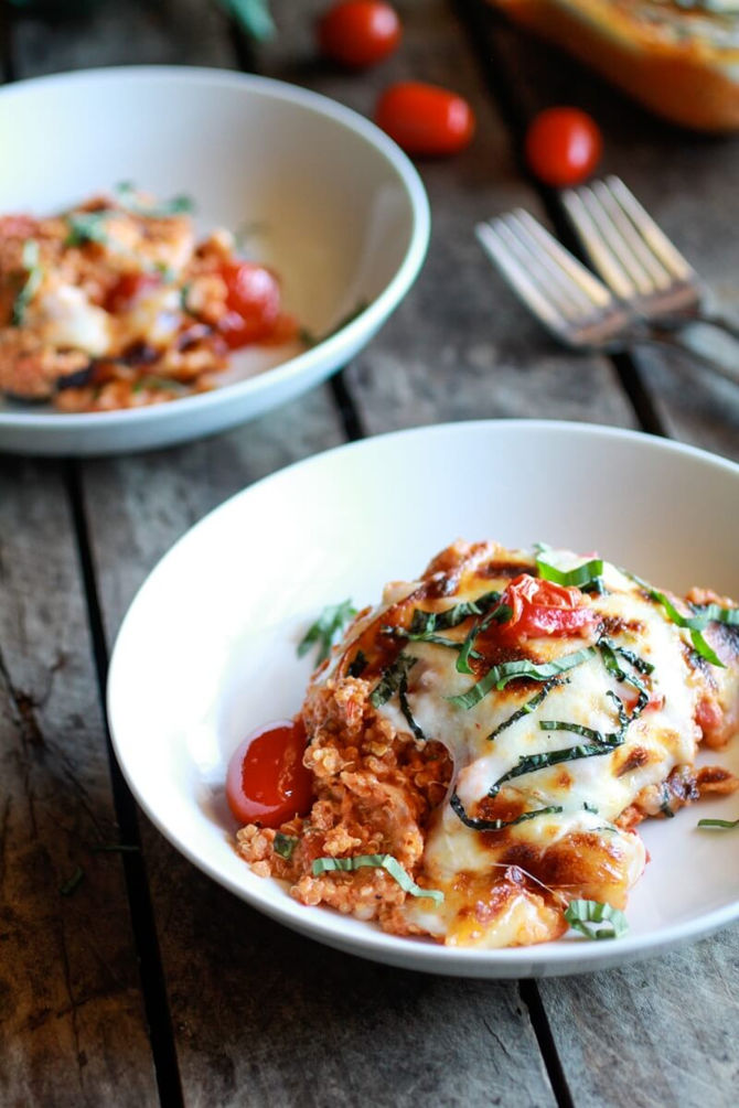 Creamy Caprese Quinoa Bake
