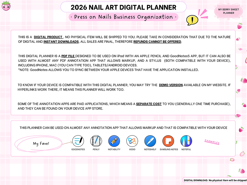 Miniatura: 2026 My Berry Sweet Planner in Black | Press on Nails
