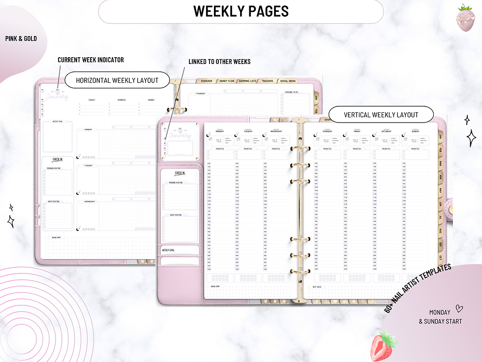 Miniatura: Pink & Gold Nail Artist Weekly Digital Planner