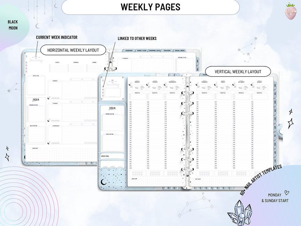 Miniatura: Black Moon Nail Artist Weekly Digital Planner | Blue