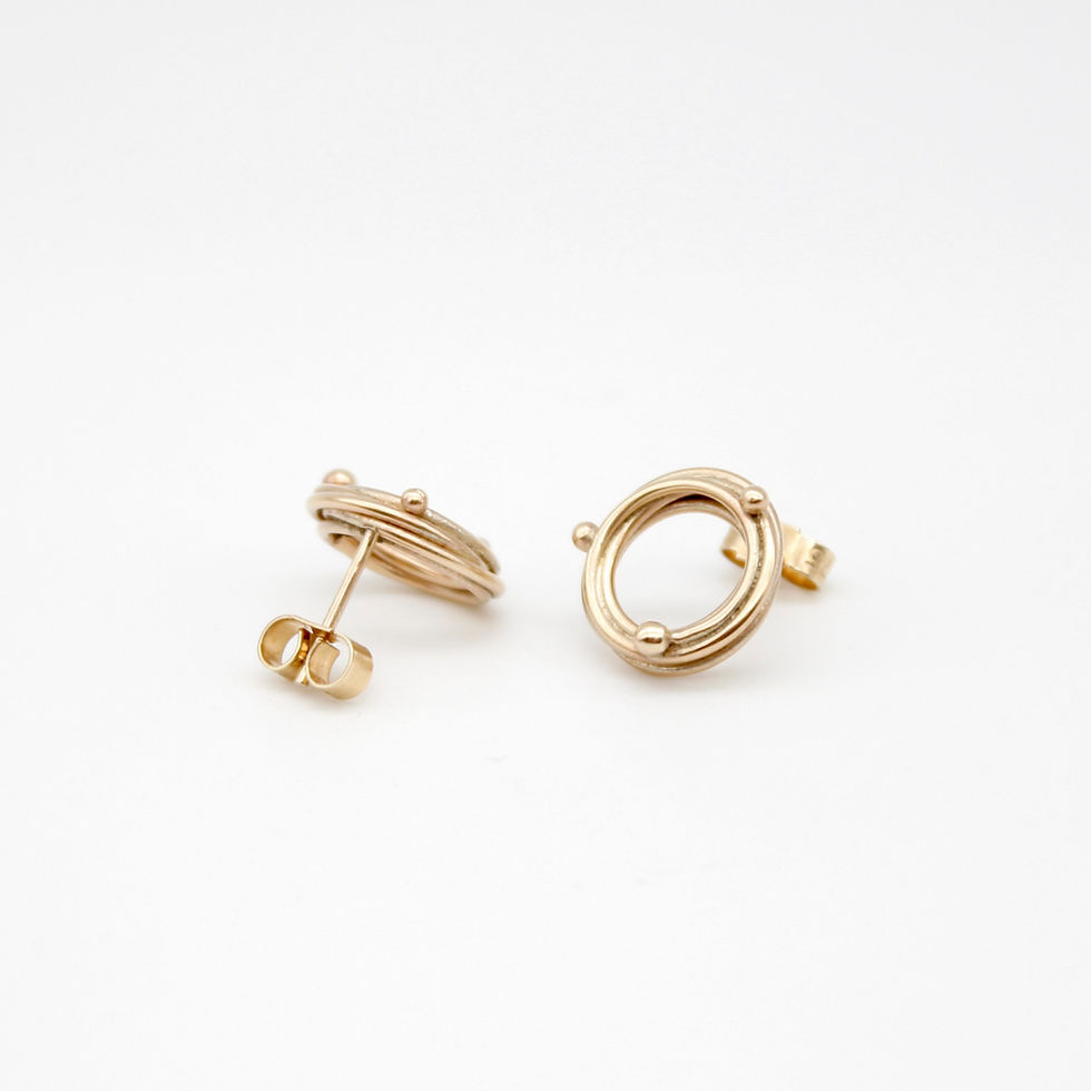 Thumbnail: 9ct Yellow Halo Studs, Small Back View