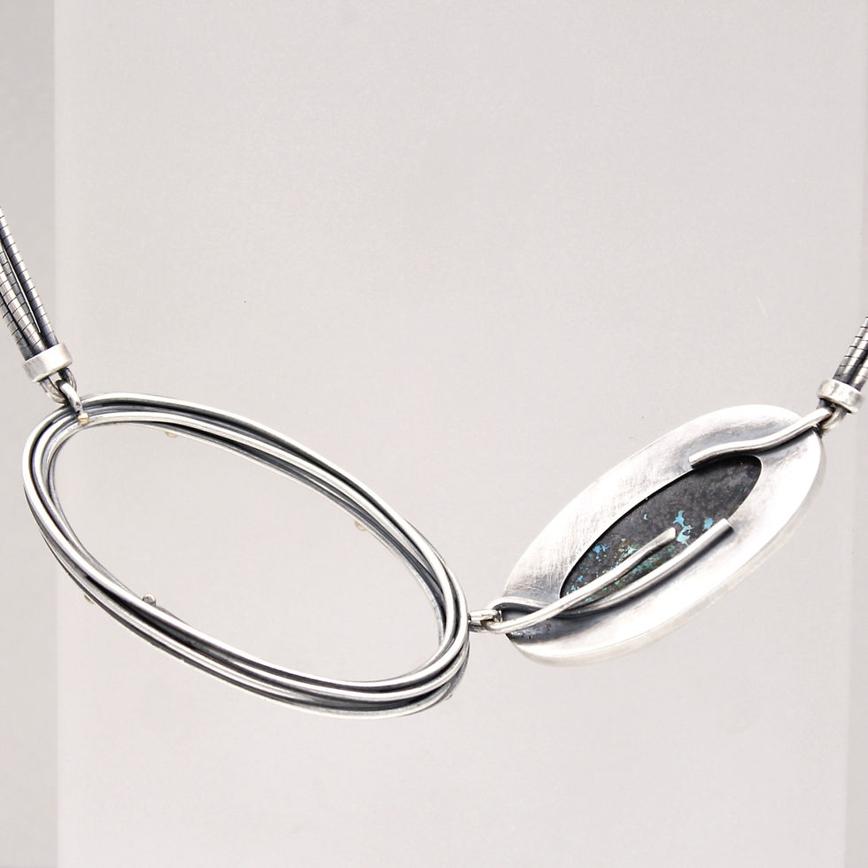 Thumbnail: Oval Halo Chyrsocolla necklace