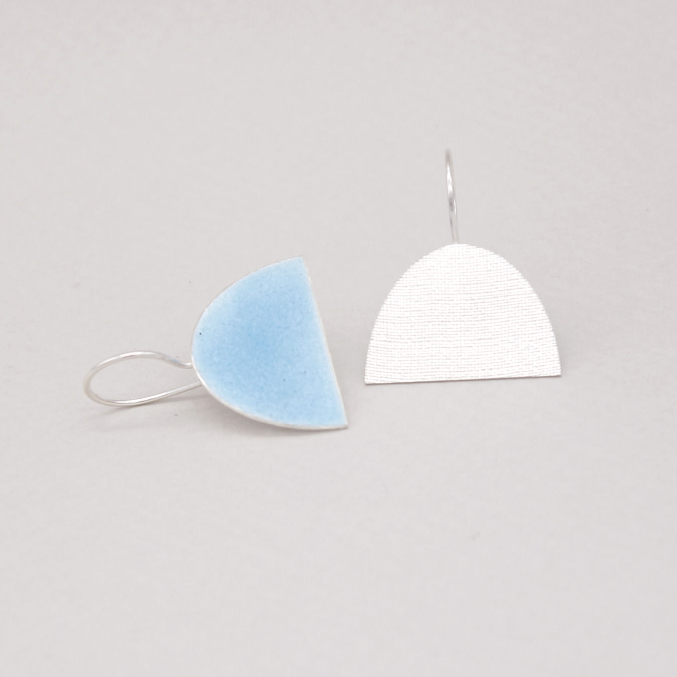 Silver and Pale Blue Drop Earrings Front
