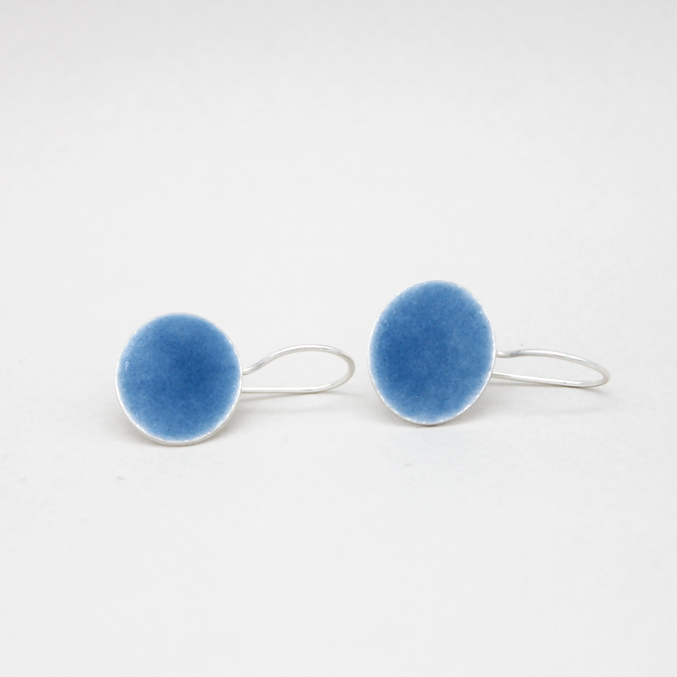Oval Drop Earrings Blue Front View