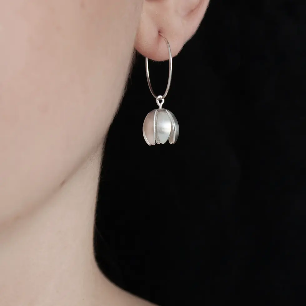 Crocus Hoop Earrings on Ear