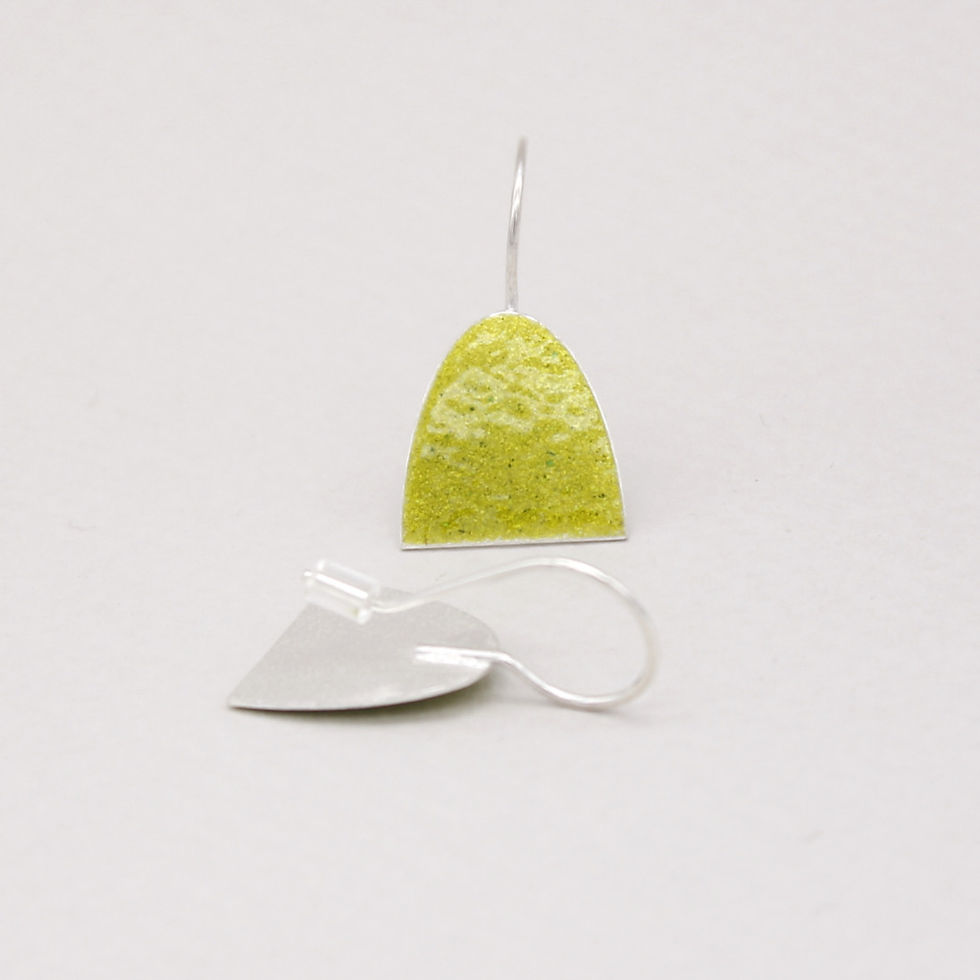 Thumbnail: Small Half Oval Drops, Yellow Green Back