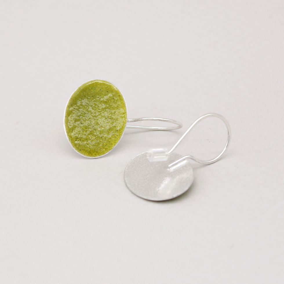 Thumbnail: Oval Drop Earrings, Green Back