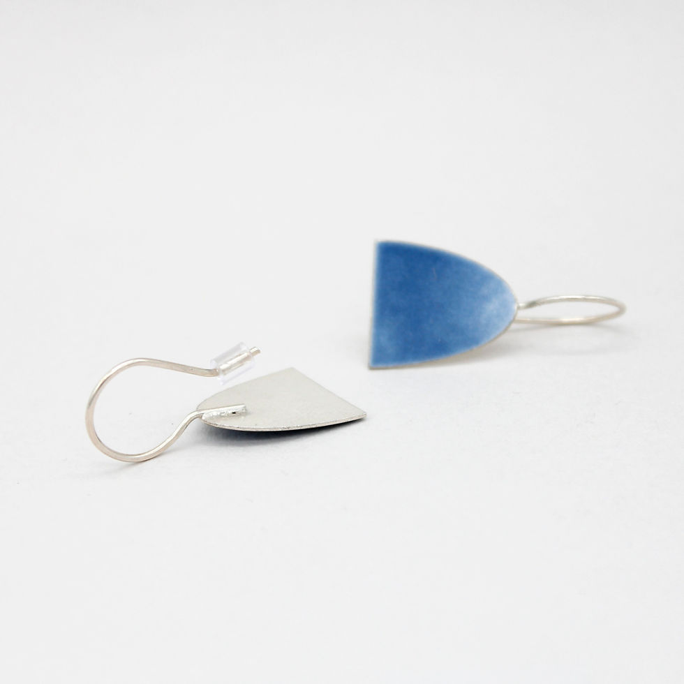 Thumbnail: Small Blue Drop Earrings Back