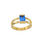 Miniature : Bague 2 rangs cristal bleu saphir rectangle - argent 925/1000 doré