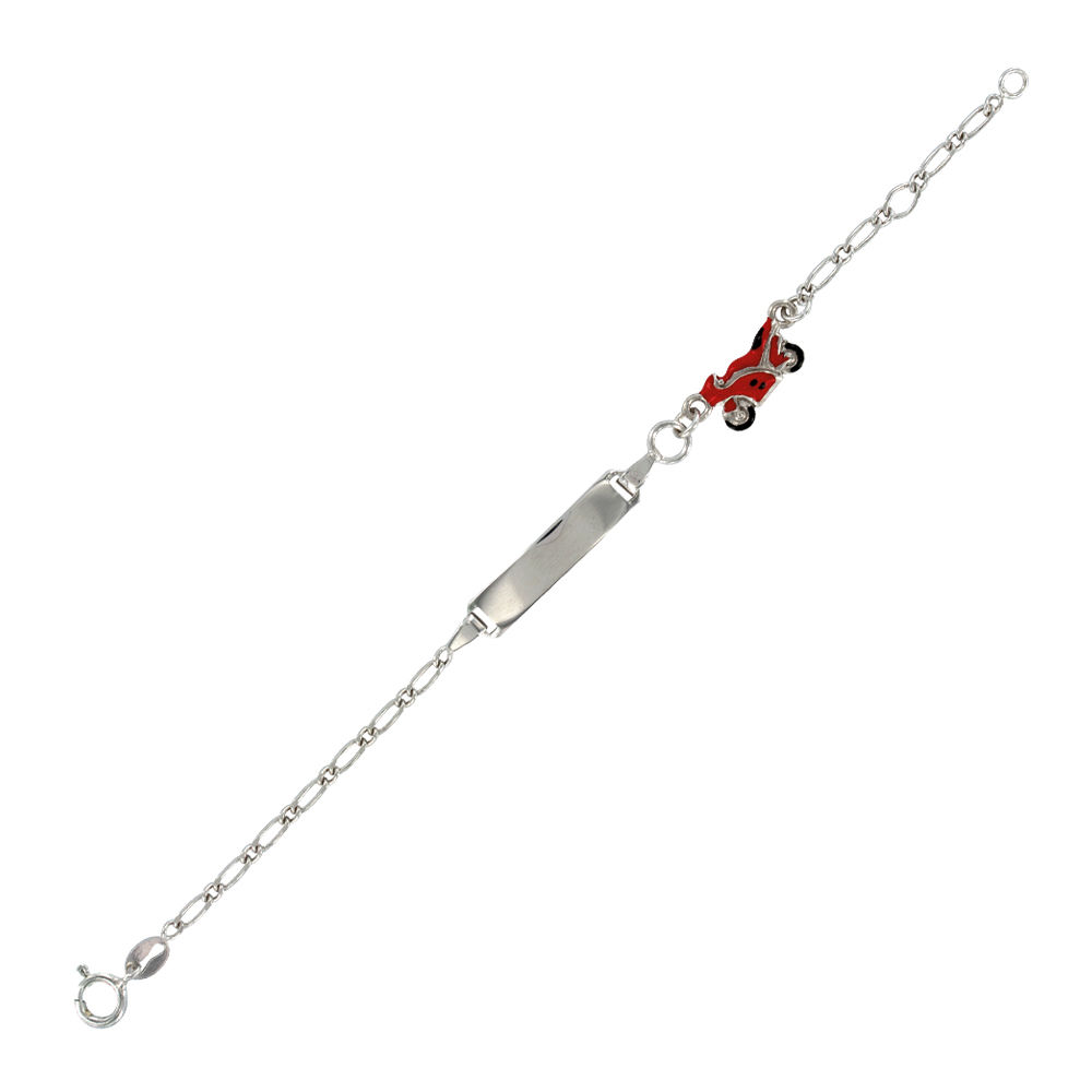 Identité bébé moto pour petits garçons - argent 925/1000 rhodié