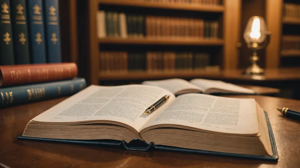 Close-up view of a law book on a desk