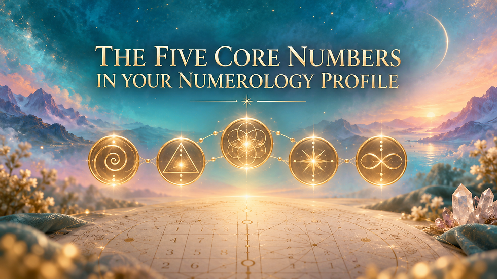 Overhead view of numerology notes beside a candle and handwritten numbers.