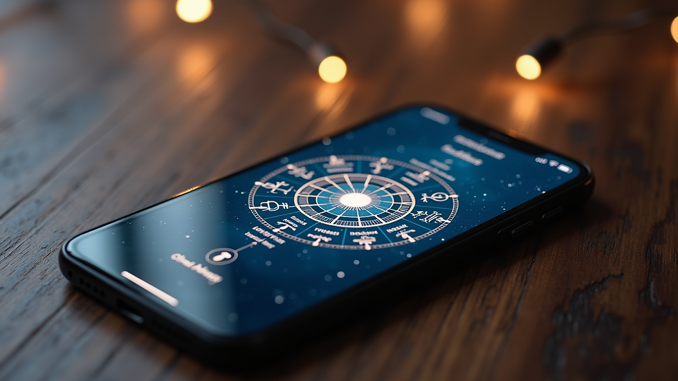 Close-up view of a smartphone showing an astrology app interface