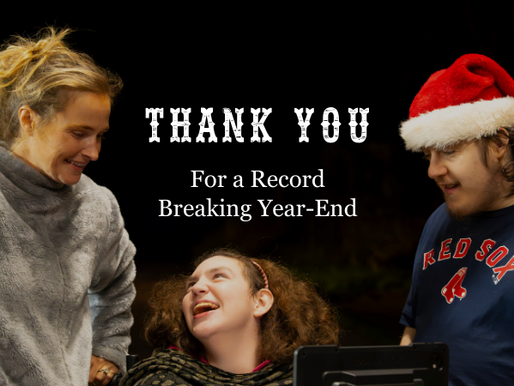 Three people smile warmly at each other. One wears a Santa hat. Text reads, "THANK YOU For a Record Breaking Year-End."