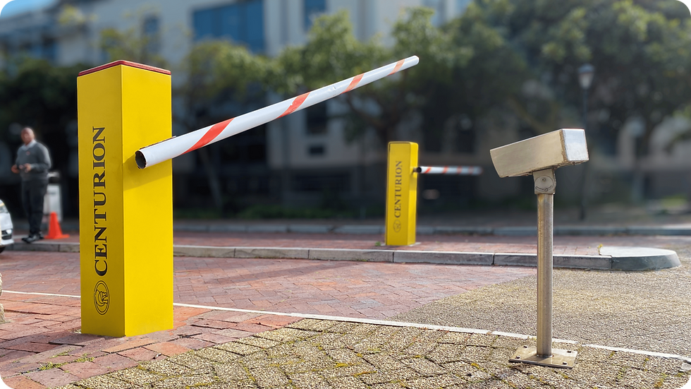 ATG Cam license plate recognition system installed at an entry gate, scanning a vehicle's license plate for secure access control.
