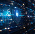 A digital, futuristic background showing data streams and circuit patterns with a glowing blue security shield and padlock icon in the center, representing data privacy, POPIA compliance, and access control security.