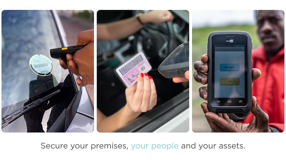 ATG Digital solutions for robust physical and digital security compliance. A triptych showcasing device-level data capture and validation: 1. Secure vehicle license disk scanning for automated asset registration and access control. 2. Real-time driver's license and identity validation using a smart terminal, ensuring POPIA compliance at the point of entry. 3. A handheld, intelligent device used for mobile visitor management and entry/exit controls, demonstrating proactive security and digital transformation starting at the endpoint. This technology secures your premises, your people, and your assets.